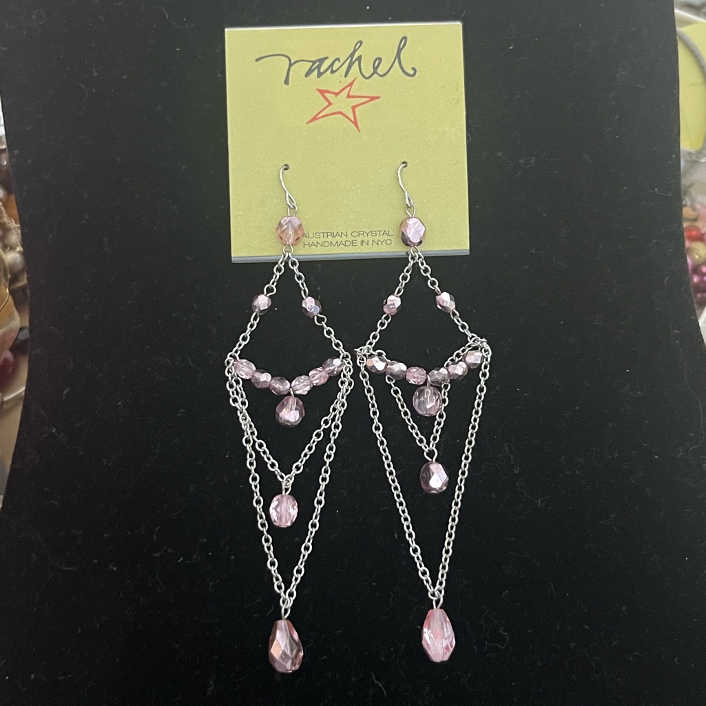 Austrian Crystal Handmade Earrings - Geometric Pink Dangle Earrings From Nyc